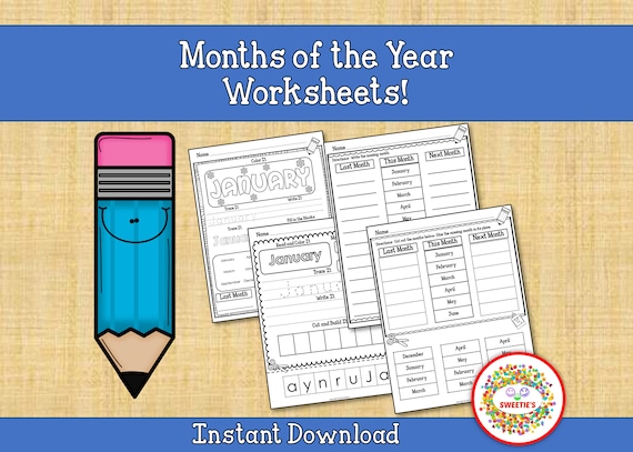 Months of the Year Worksheets Printable Preschool First - Etsy