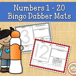 Numbers and Counting 1 to 20 Printable Activity, Preschool Math Worksheets, Bingo Dabber Activity, Pre-K Learning Activity, Playdough Mats