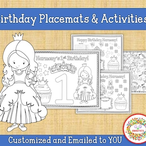 Personalized Princess, Custom Birthday Party Printable, Kid&#39;s Princess Coloring Activity Sheet, Birthday Coloring Printable,