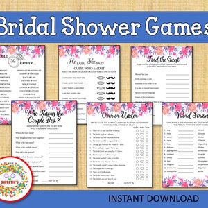Bridal Shower Games, Bridal Party Games, Bride and Groom Games, Bachelorette Party Games, Printable, Roses