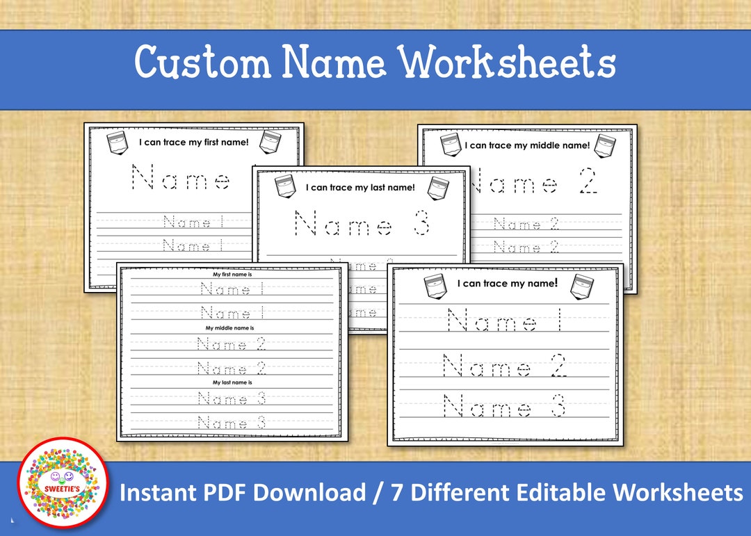 Custom Name Tracing Worksheets: Handwriting Practice (PDF Download) - Etsy