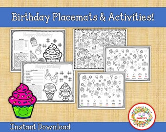 Birthday Placemat, Birthday Coloring Sheet, Birthday Party Printable, Coloring Activity Sheet, Birthday Coloring Printable,