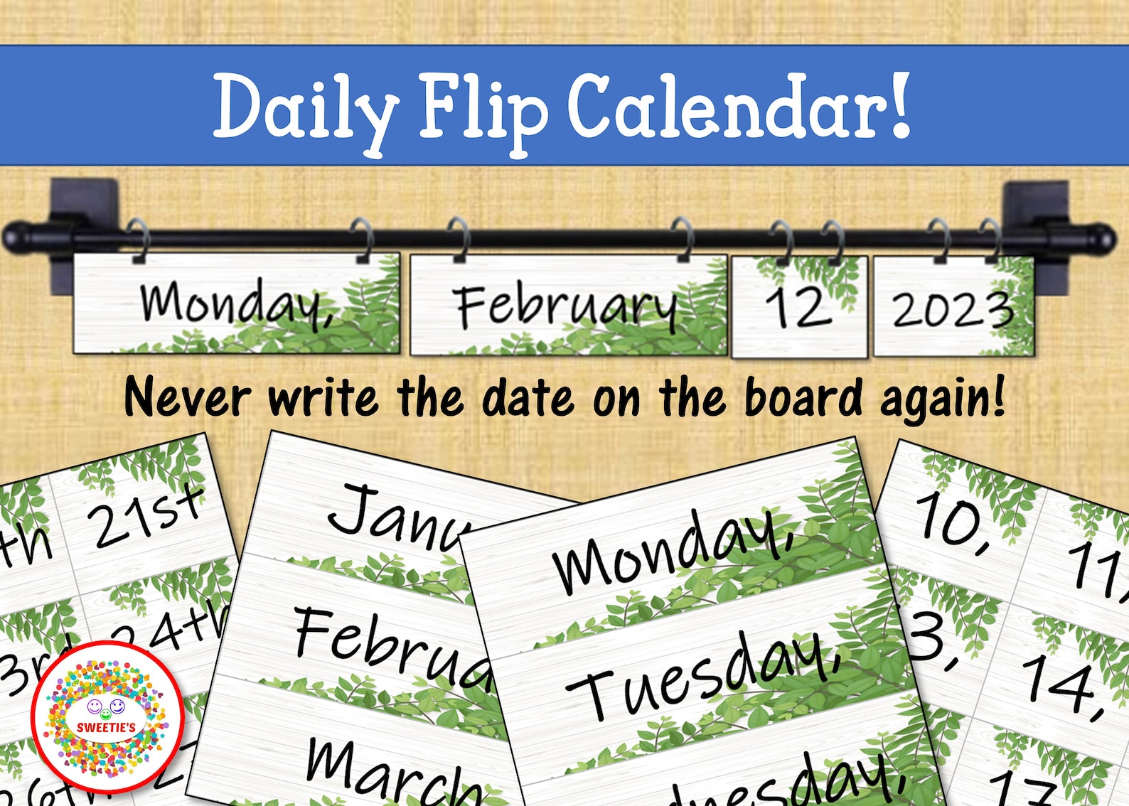 Classroom Calendar Flip Calendar Curtain Rod Etsy