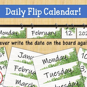 Klassenzimmer Kalender | Klappkalender | Magnetischer Gardinenstangenkalender | Bauernhaus | Klassenzimmer Dekor | Klassenzimmer Kalender