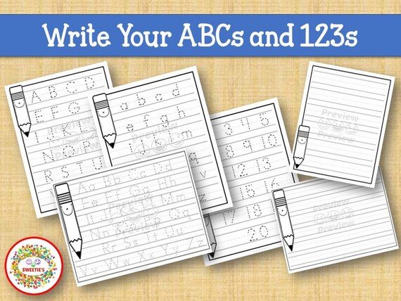 Alphabet Practice Worksheets Number Practice Worksheets | Etsy