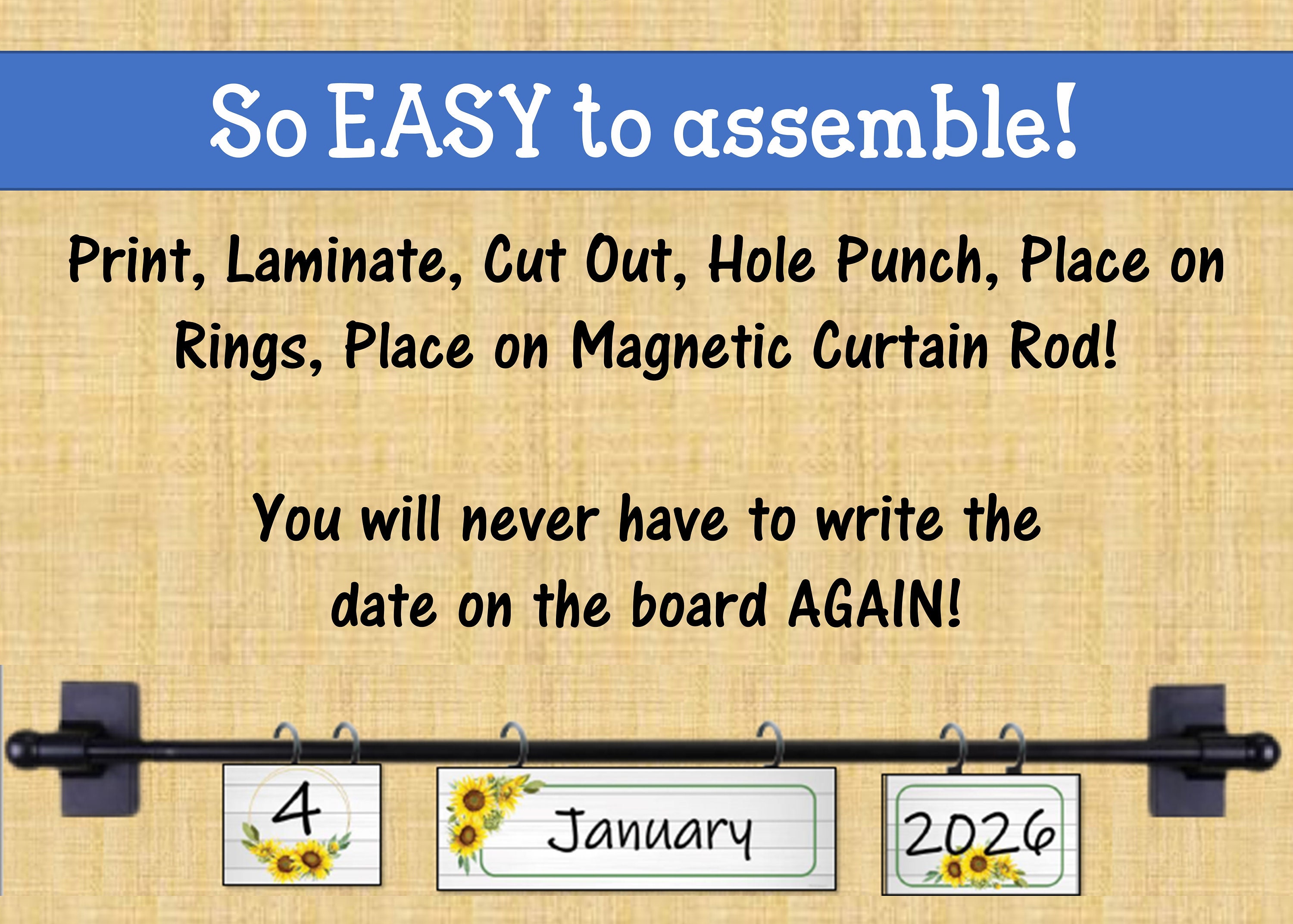 Classroom Calendar Flip Calendar Curtain Rod Calendar