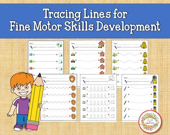 線をなぞるワークシート、幼稚園のライティング練習、プレライティング練習、