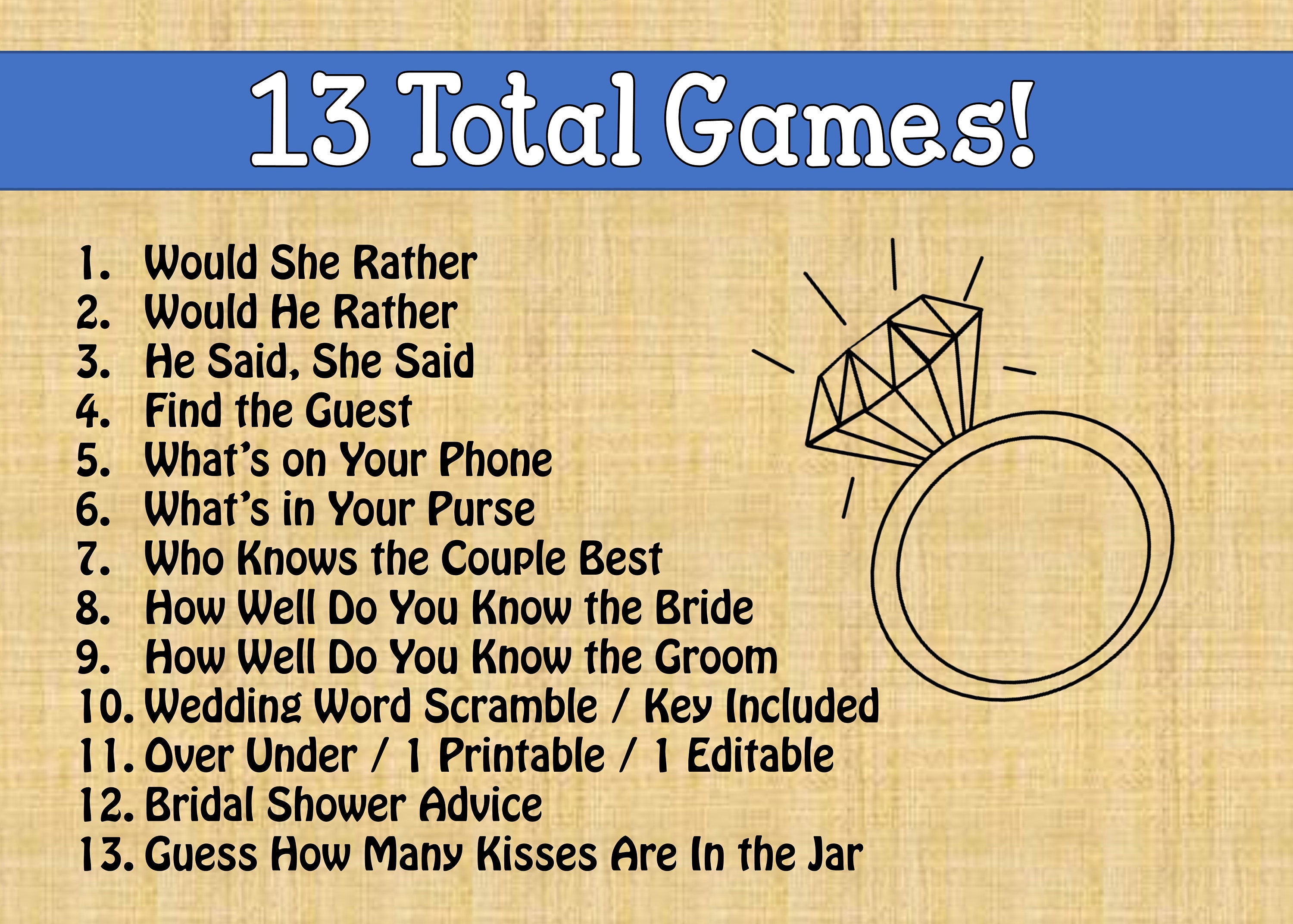 Bridal Shower Games Bridal Party Games Bride And Groom Etsy