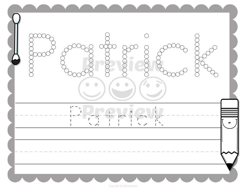 kids name tracing worksheet learn to write learn to write etsy