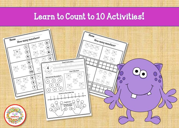 Counting Worksheets Preschool Number Worksheets Count to 10 | Etsy