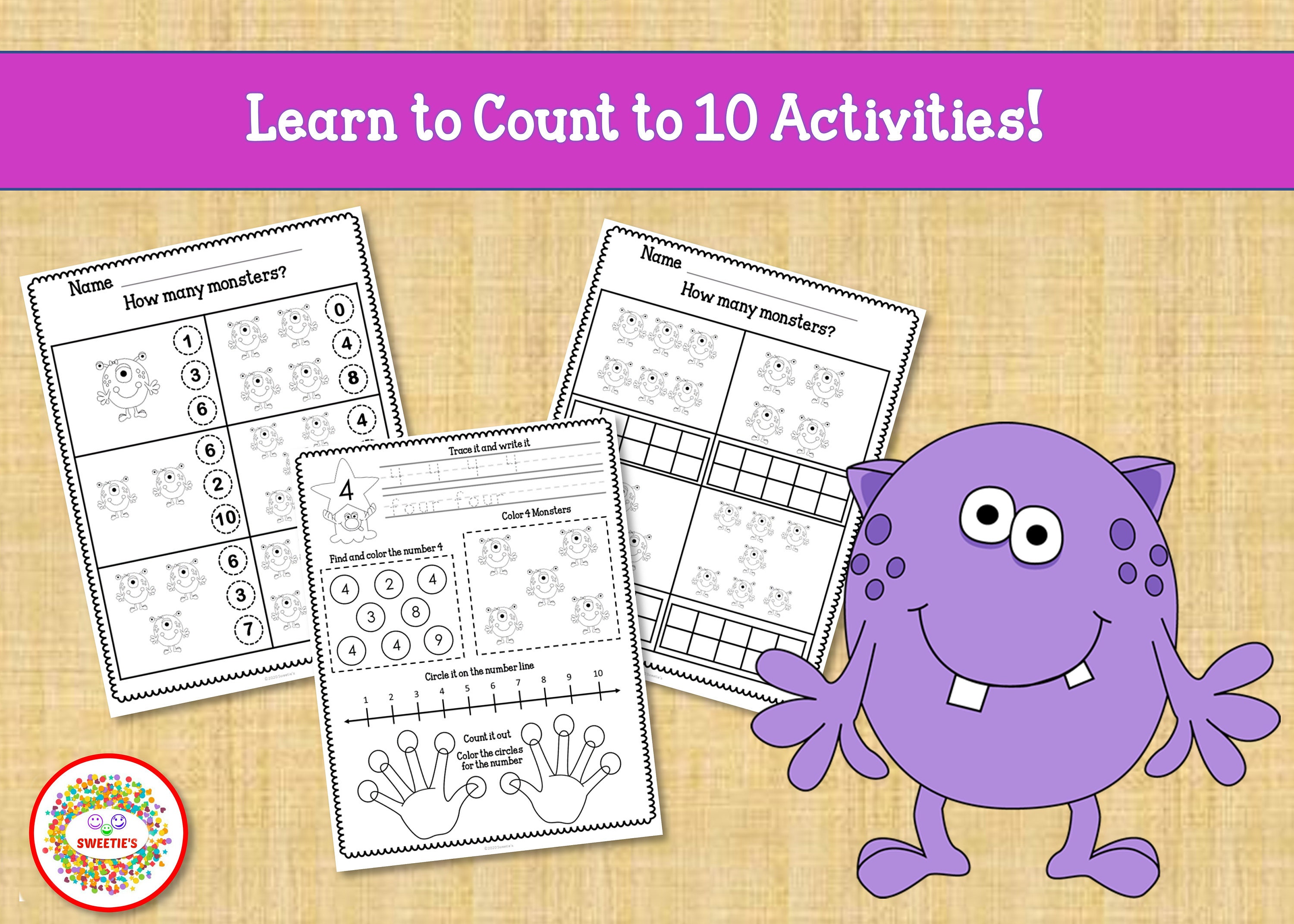 counting worksheets preschool number worksheets count to 10 etsy canada