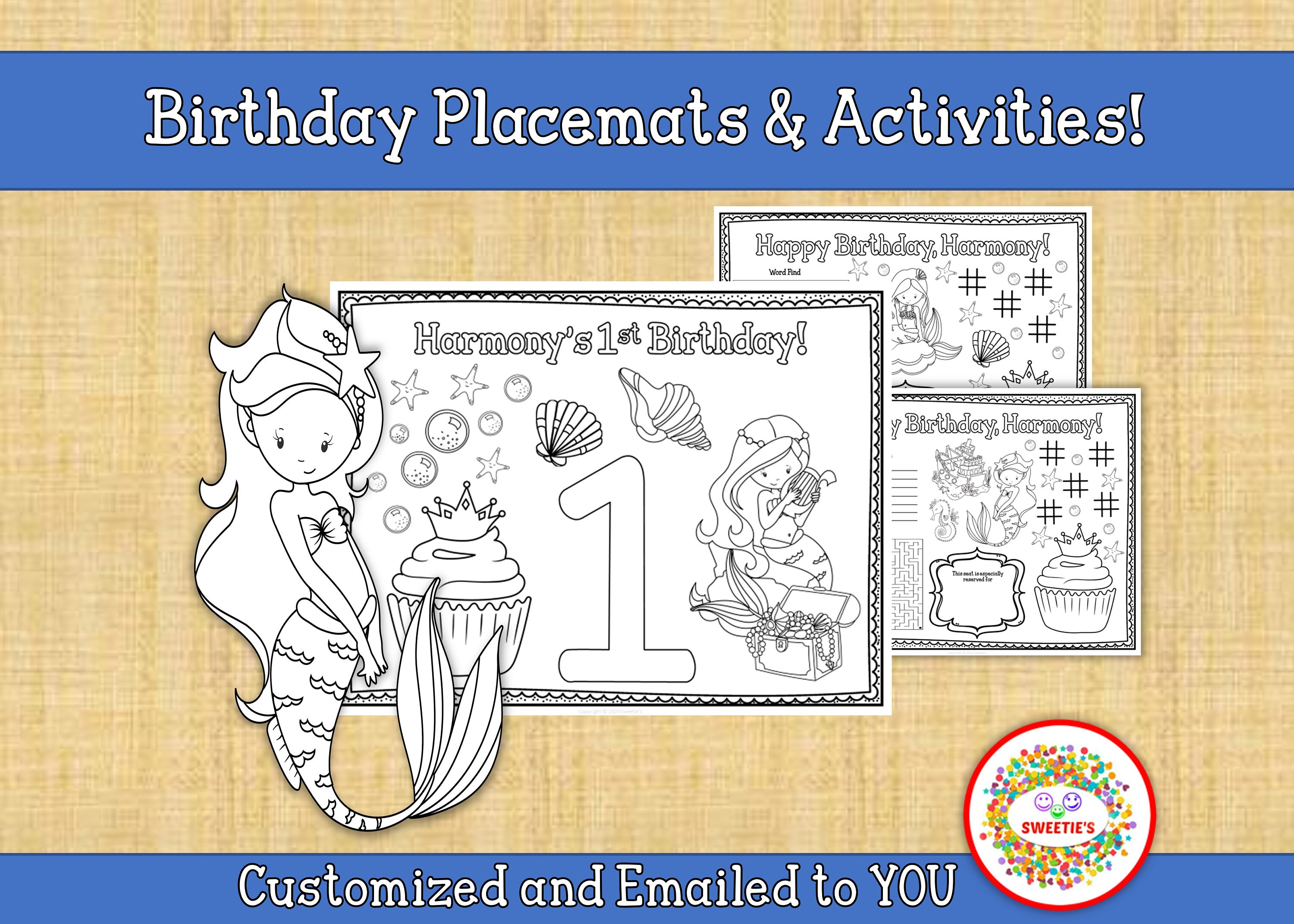 Personalized Mermaid, Custom Birthday Party Printable, Kid's Mermaid ...