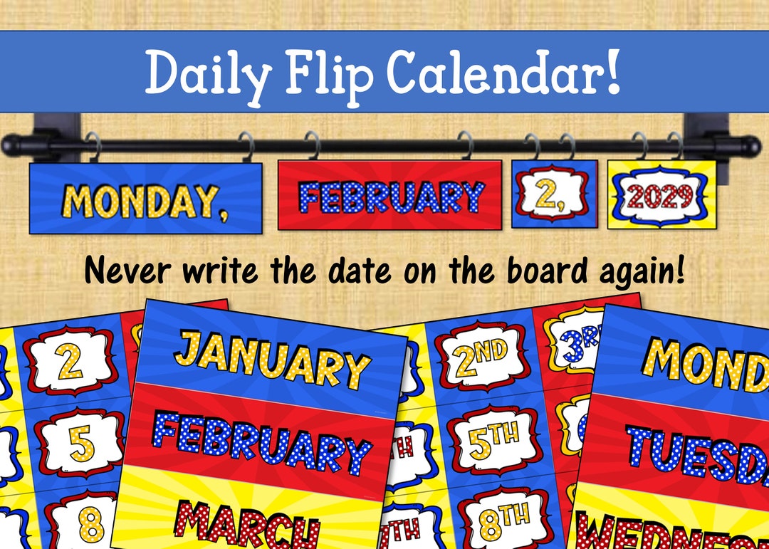 Classroom Calendar Flip Calendar Curtain Rod Etsy