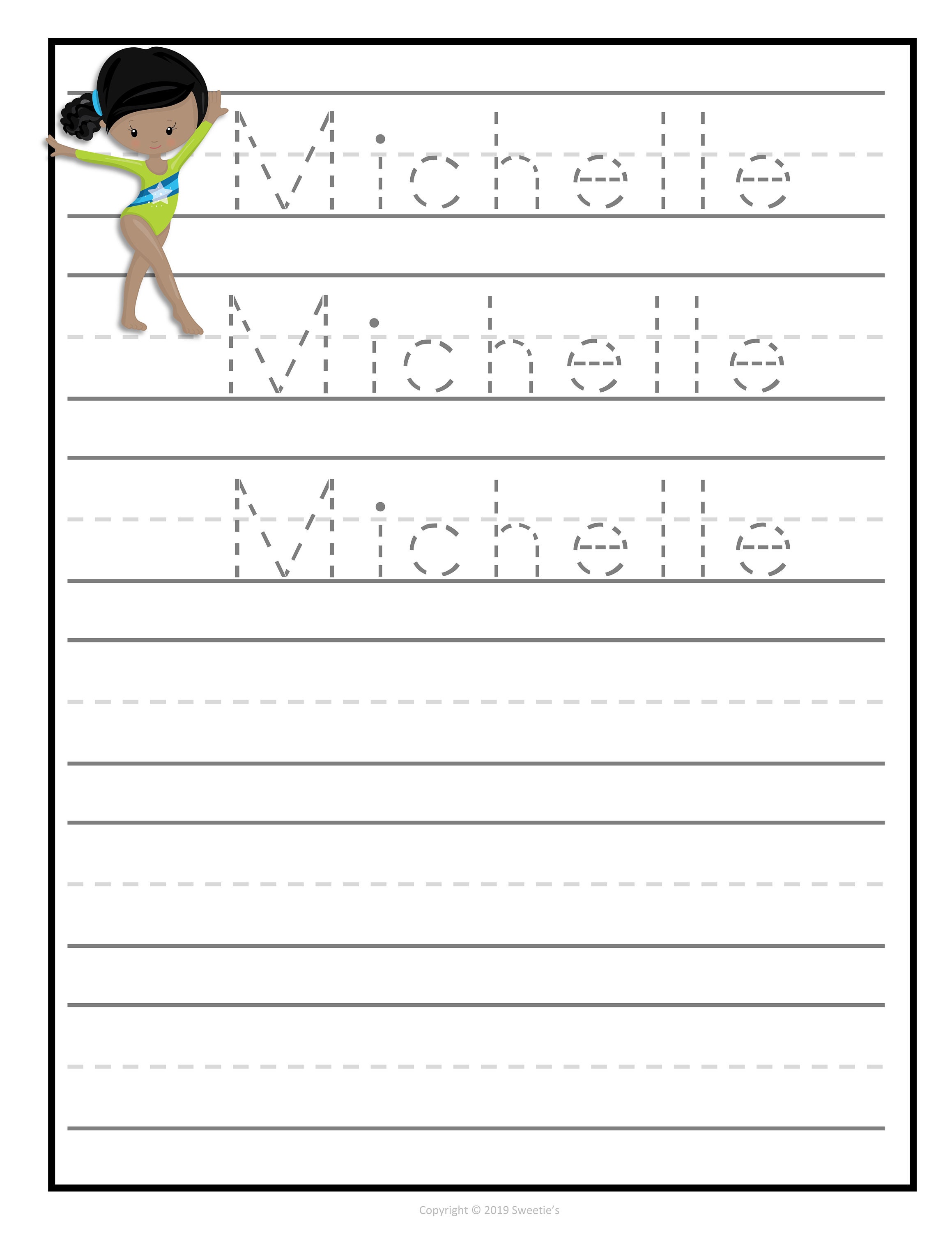 name tracing handwriting worksheet personalized name etsy