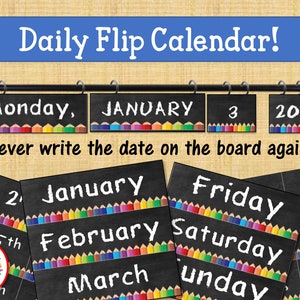 Chalkboard Calendar Sign, Office Calendar Sign, Chalkboard