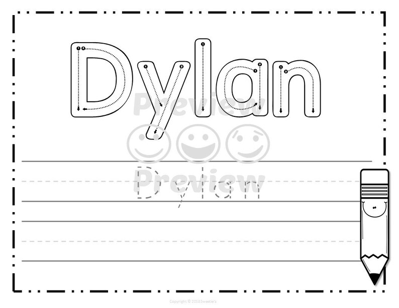 kids name tracing worksheet learn to write learn to write etsy