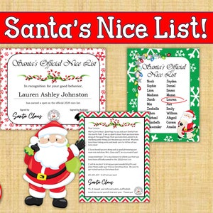 Santa&#39;s Nice List Certificate, Personalized Nice List, Personalized Letter from Santa, Christmas Gifts for Children