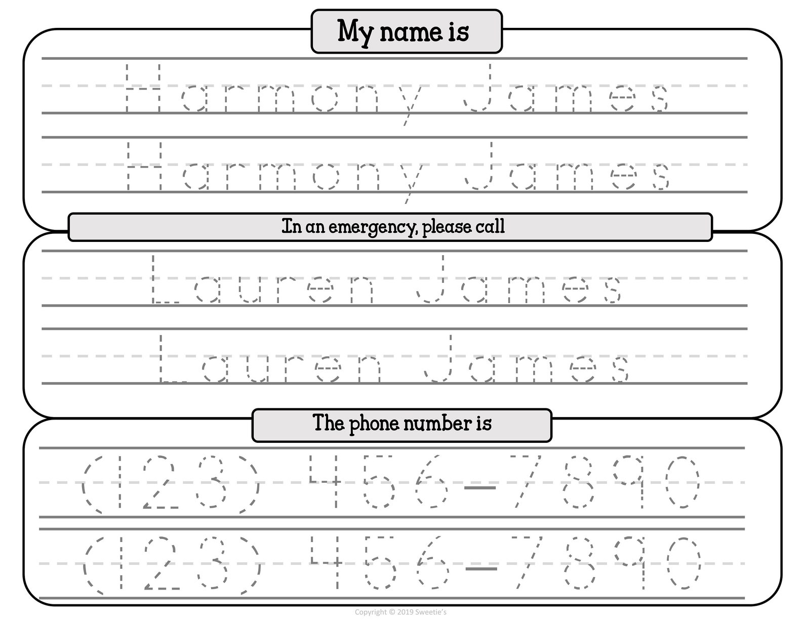Kids name tracing worksheet learn to write name learn phone etsy