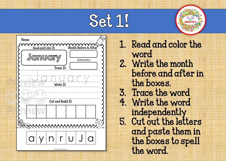 Months of the Year Worksheets, Printable, Preschool, First Grade ...