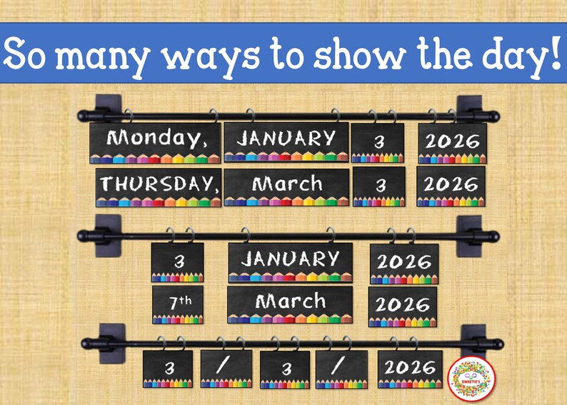 Classroom Calendar Flip Calendar Magnetic Curtain Rod Etsy