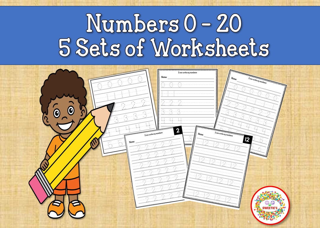 Number Practice Worksheets, Numbers 0 to 20 Worksheets, Handwriting ...