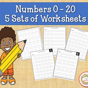 Number Practice Worksheets, Numbers 0 to 20 Worksheets, Handwriting Practice, Number Tracing Worksheets, Kindergarten Worksheets