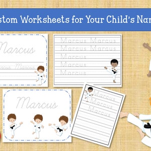 Custom Name Tracing Practice. Karate Custom Name Worksheet Handwriting Alphabet Practice