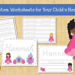 Custom Name Tracing Practice. Princess Custom Name Worksheet Handwriting Alphabet Practice
