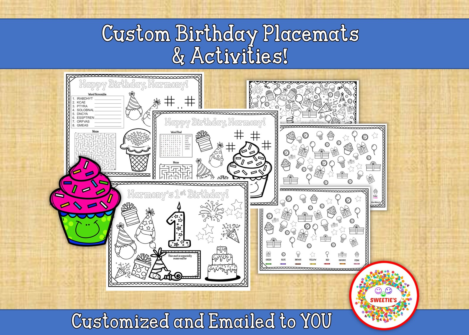 Personalized Birthday Placemat Custom Birthday Party Etsy