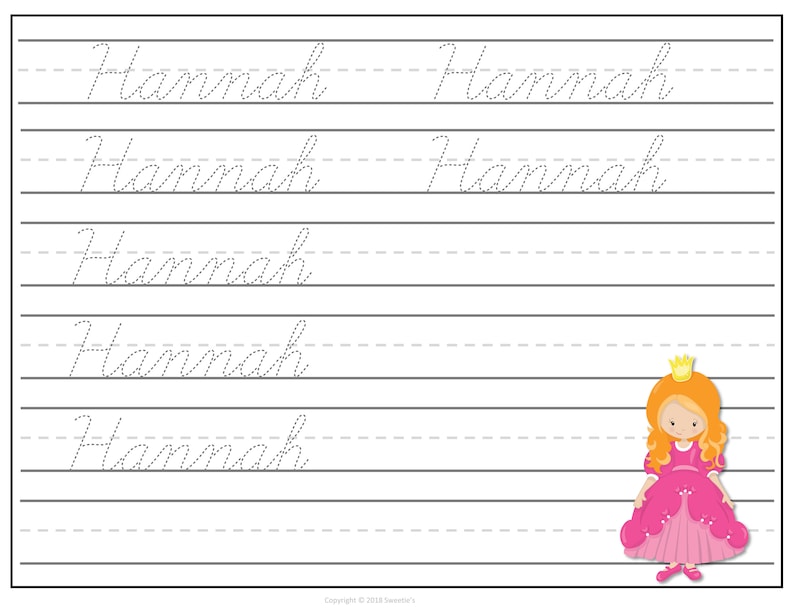 name tracing handwriting worksheet personalized name etsy