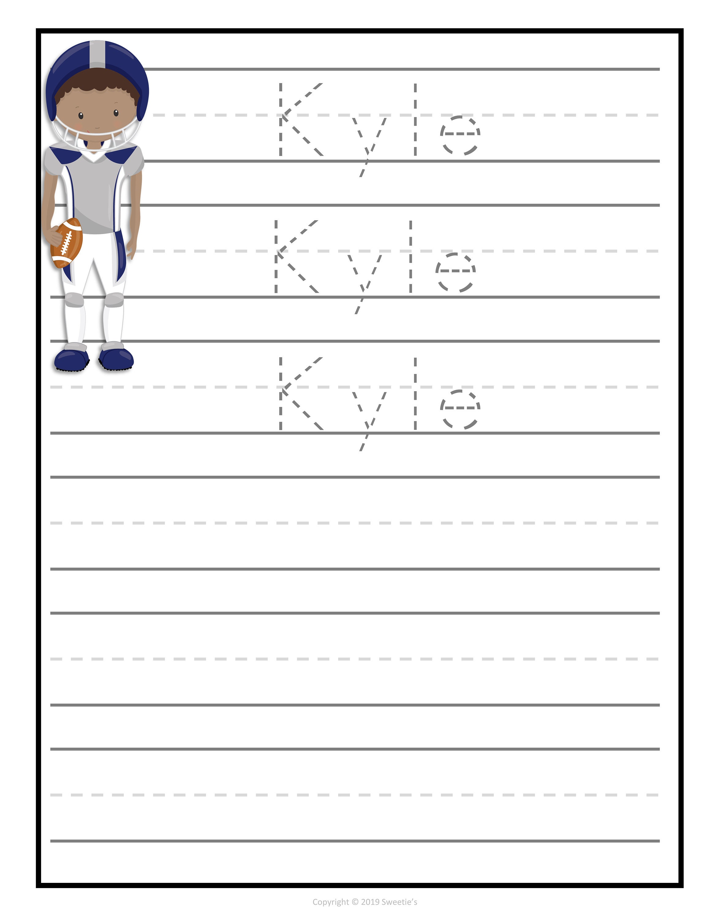 name tracing handwriting worksheet personalized name etsy