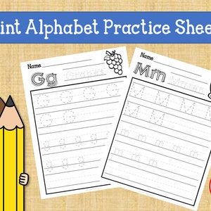 Handwriting Practice Worksheets, Alphabet Tracing Guide, Printing Practice,  Learn Letters Practice Handwriting Printable Activity Sheet