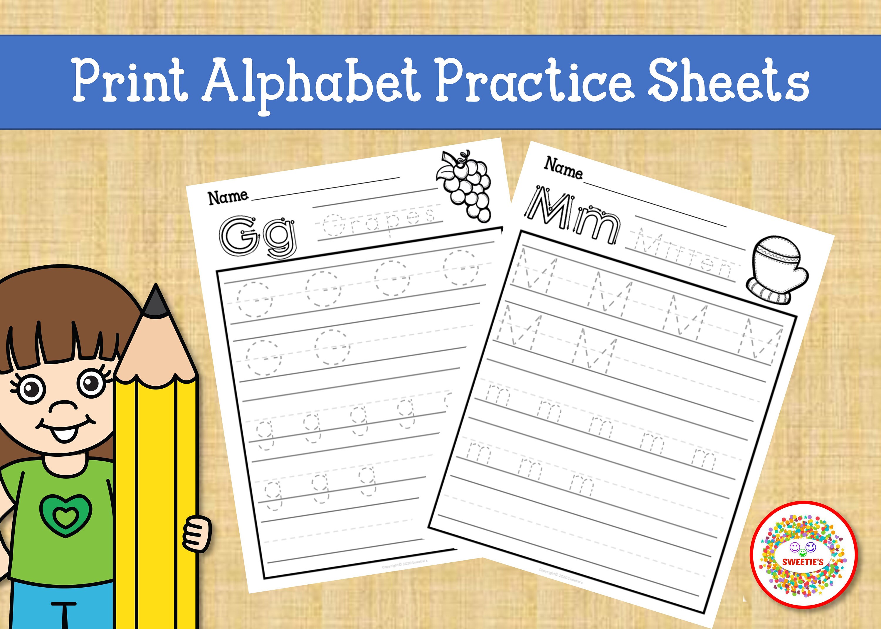 Handwriting Practice Worksheets Alphabet Tracing Guide | Etsy