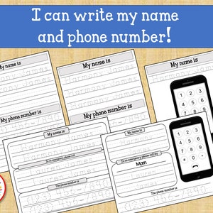 Foglio di lavoro per il tracciamento del nome. Impara a scrivere il nome personalizzato Impara il numero di telefono Nome del bambino Fogli di lavoro di prima elementare Fogli di lavoro personalizzati