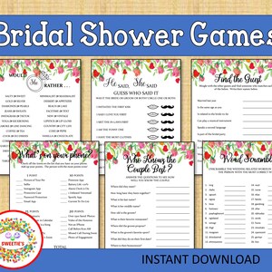 Bridal Shower Games, Bridal Party Games, Bride and Groom Games, Bachelorette Party Games, Printable, Roses