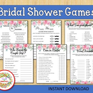 Bruidsdouchespellen, bruidsfeestspellen, bruid- en bruidegomspellen, vrijgezellenfeestspellen, afdrukbaar, bloemen, roze aquarelbloemen