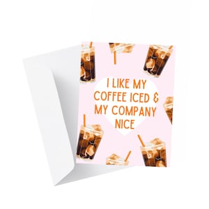 Glacée et gentille carte de voeux drôle pour une amie son partenaire Bestie femme mari eux, carte d'amitié merci, cadeau d'amour accro au café glacé