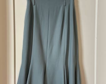 Escada Margaretha Ley Vintage 1980s 80s Ruffled Blue Pencil Skirt Size EU 34 US 4