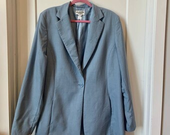 Pendleton 1990s 90s Vintage Light Blue Wool Blazer Made in USA Size 18 Tall