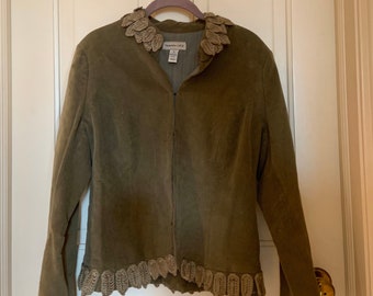 Chaqueta de pana verde estilo vintage Y2K de Tamara Catz, talla grande.