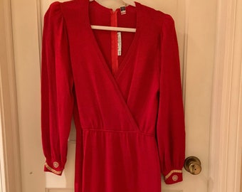st john red evening dress St. John Red Knit Dress