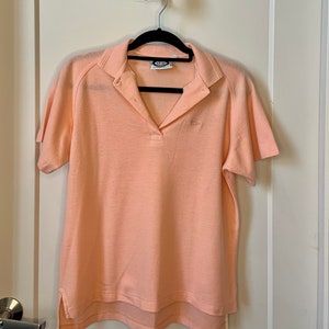 IZOD Lacoste Sport Vintage 70s 1970s Peach Polo Shirt Size 38