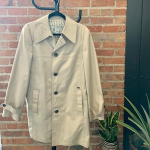 London Fog Vintage 1970s 70s Tan Trench Coat Size 36 Regular