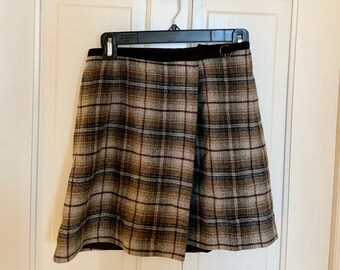 Ann Taylor Vintage Y2K 2000s Wool Plaid Kilt Skirt Size 2