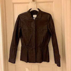 Armani Collection Vintage Giorgio Armani 1990s 90s Archive Fashion Brown Leather Jacket Size 8