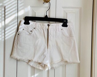 London Jean Vintage 90s 1990s White Denim Cutoff Jean Shorts Jorts Size 4