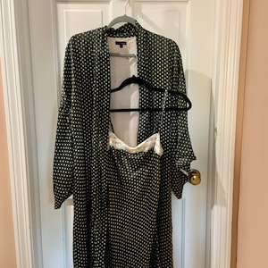 Ricky Lizalde Vintage Y2K 2000s a juego lunares y encaje Chemise camisón y bata tamaño pequeño