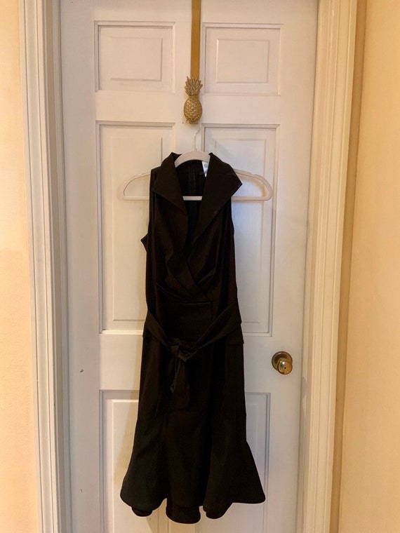 Tadashi Shoji Vintage Y2K Black Collared Fit and Flare Dress With Waist Tie Size 2 - Etsy Tadashi Shoji Vintage Y2K Black Collared Fit and Flare Dress With Waist Tie Size 2 - Etsy