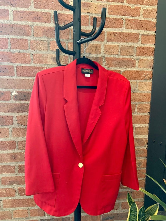 Requirements Vintage Red Blazer Gold Button Size 1