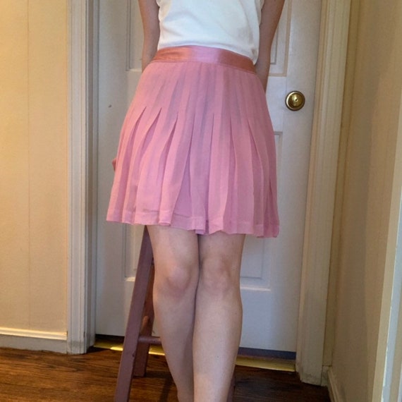 Pink 2000s Flared Skirt Skater Skirt Neon Pink Mini Pleated Skirt Skort Skater Skirt Size main image 2